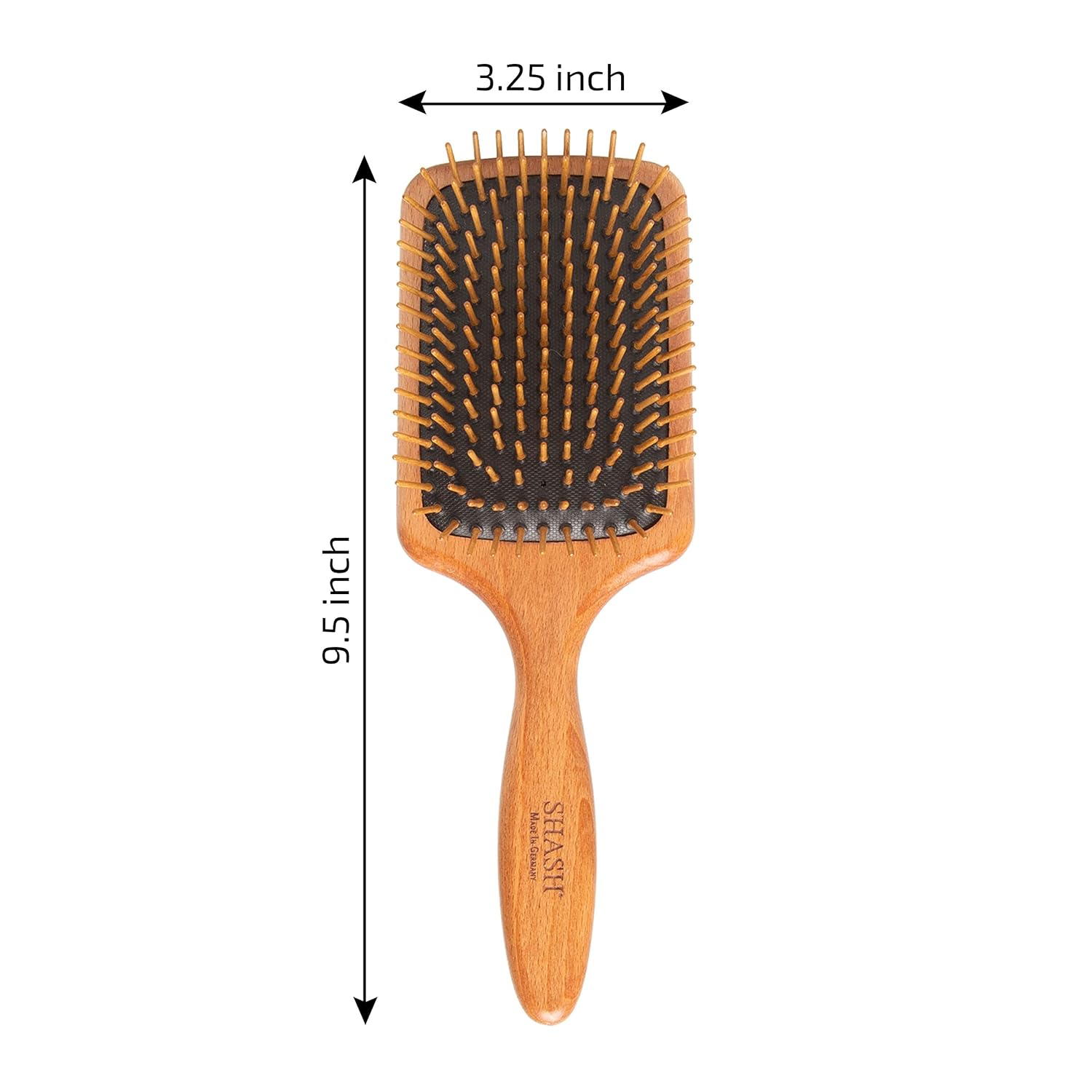 Since 1869 Made in Germany Wooden Paddle Brush - Gently Detangles, Styles, Conditions Hair with Minimal Frizz and Breakage - Safe for All Hair Types, Wet or Dry - Eco-Sourced Wood