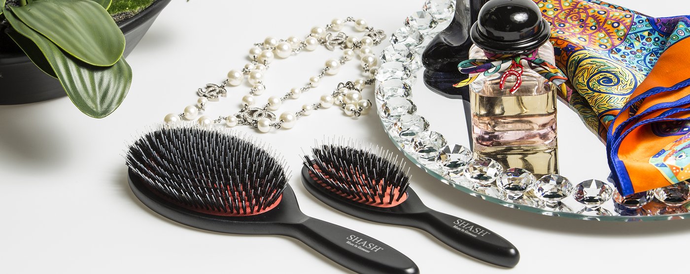 Made In Germany Since 1920 - SHASH Nylon Boar Bristle Brush Suitable For Normal to Thick Hair - Gently Detangles, No Pulling or Split Ends - Softens and Improves Hair Texture, Stimulates Scalp