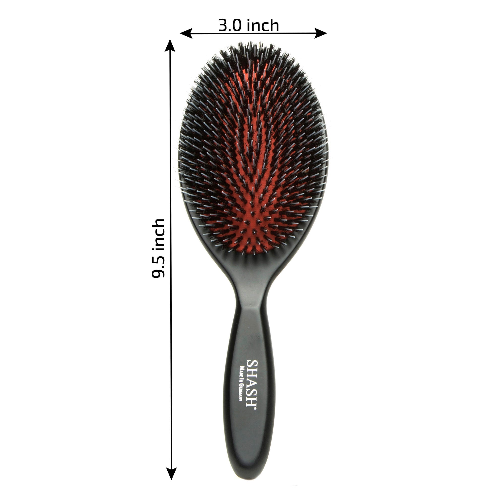 Made in Germany - Shash Nylon Boar Bristle Brush Suitable for Normal to Thick Hair - Gently Detangles, No Pulling or Split Ends - Softens and Improves